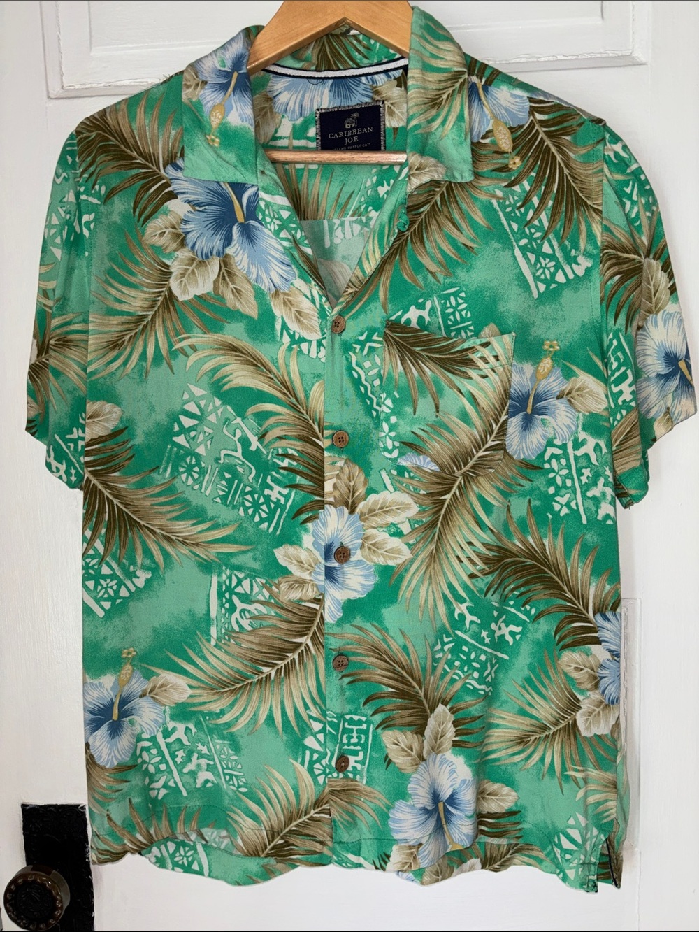 CARIBBEAN JOE HAWAIIAN PRINT BUTTON DOWN SHIRT